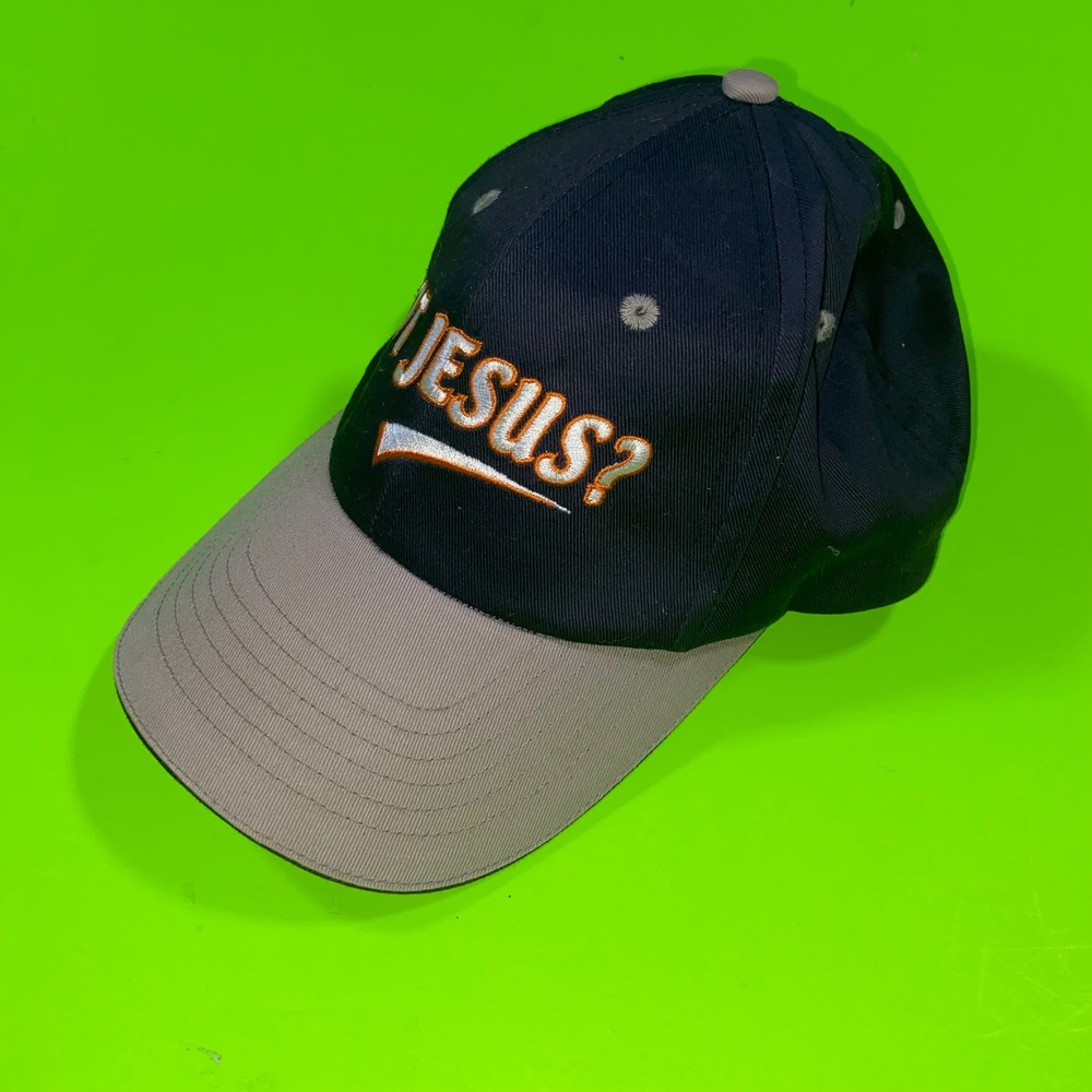Got Jesus? Navy Blue Grey Two Tone‎ Embroidered Adjustable Baseball Cap Hat